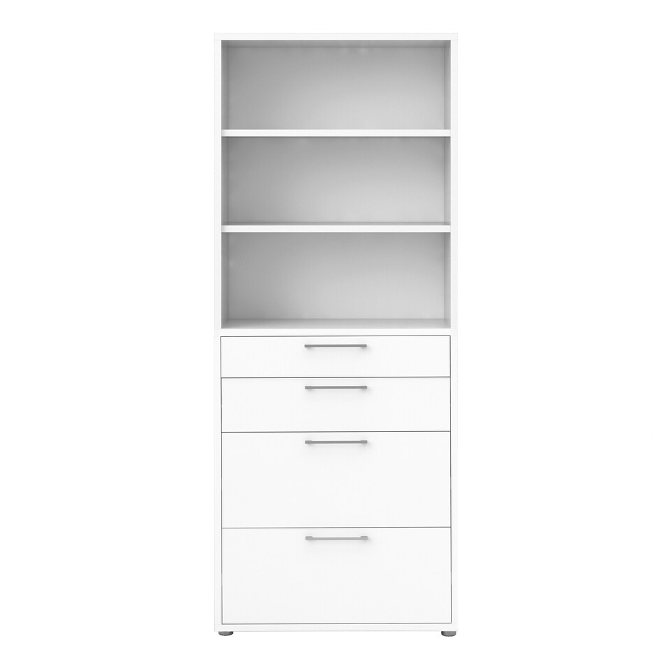 image 1 of Prima Bookcase 2 Shelves with 2 Drawers 2 File Drawers in White