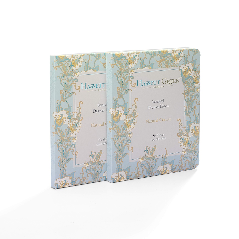 image 1 of Hassett Green London - Natural Cotton Scented Drawer Liners - Two Pack of 6 Sheets size 600 x 400 mm (Twin Pack)