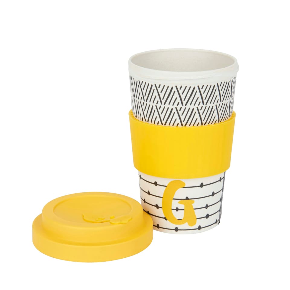 image 1 of KitchenCraft 410ml Bamboo A to Z Letter "G" Reuseable Mug | Multi