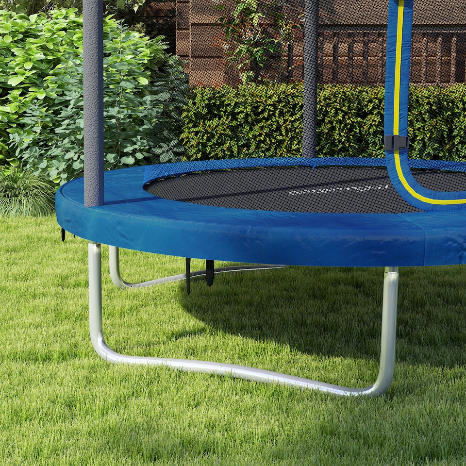 image 1 of SPORTNOW 6ft Outdoor Trampoline with Safety Enclosure Net, Blue