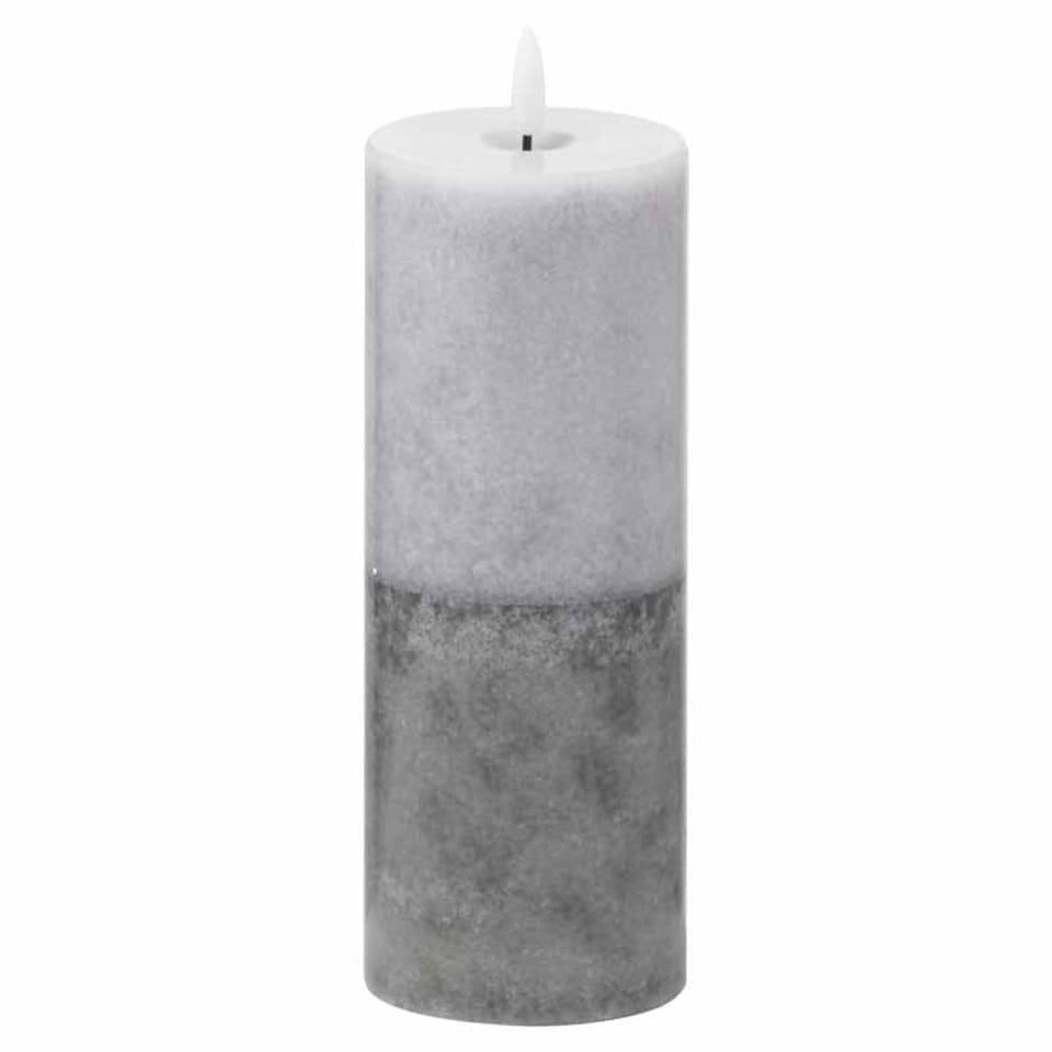 Luxe Collection Natural Glow 3x8 Dipped LED Candle - Plastic/Wax - L7 x W7 x H20 cm - Grey Grey | Grey