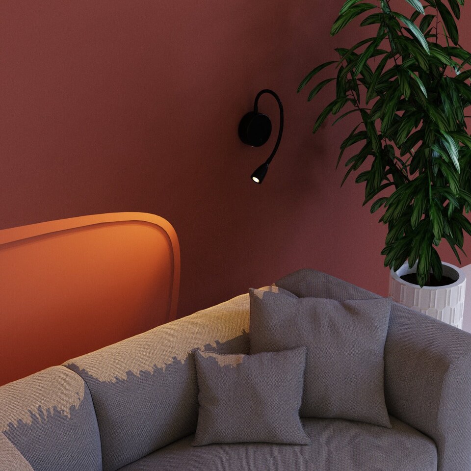 image 1 of CGC MATILDA Black Adjustable Flexible Neck LED Rechargeable Magnetic USB-C Bedside Wall Light