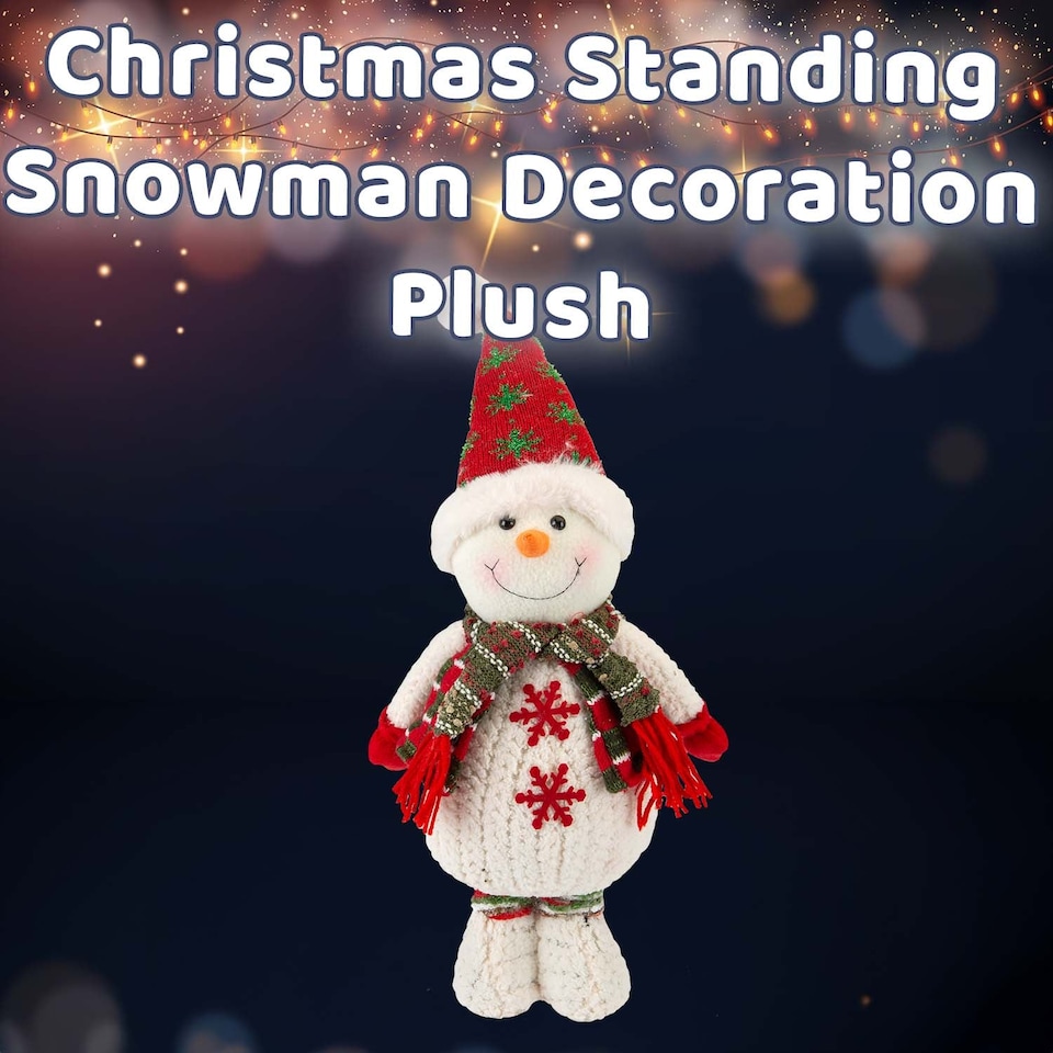 image 1 of PMS Christmas Standing Snowman Plush 41.5cm x 21.5cm, White