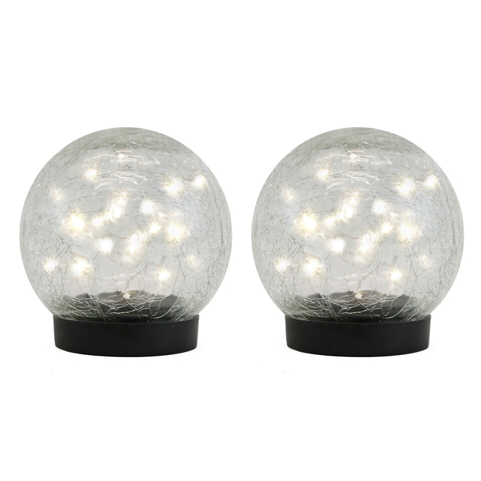 image 1 of Gardenwize Solar LED Crackle Ball Garden Lights Outdoor (Pair)