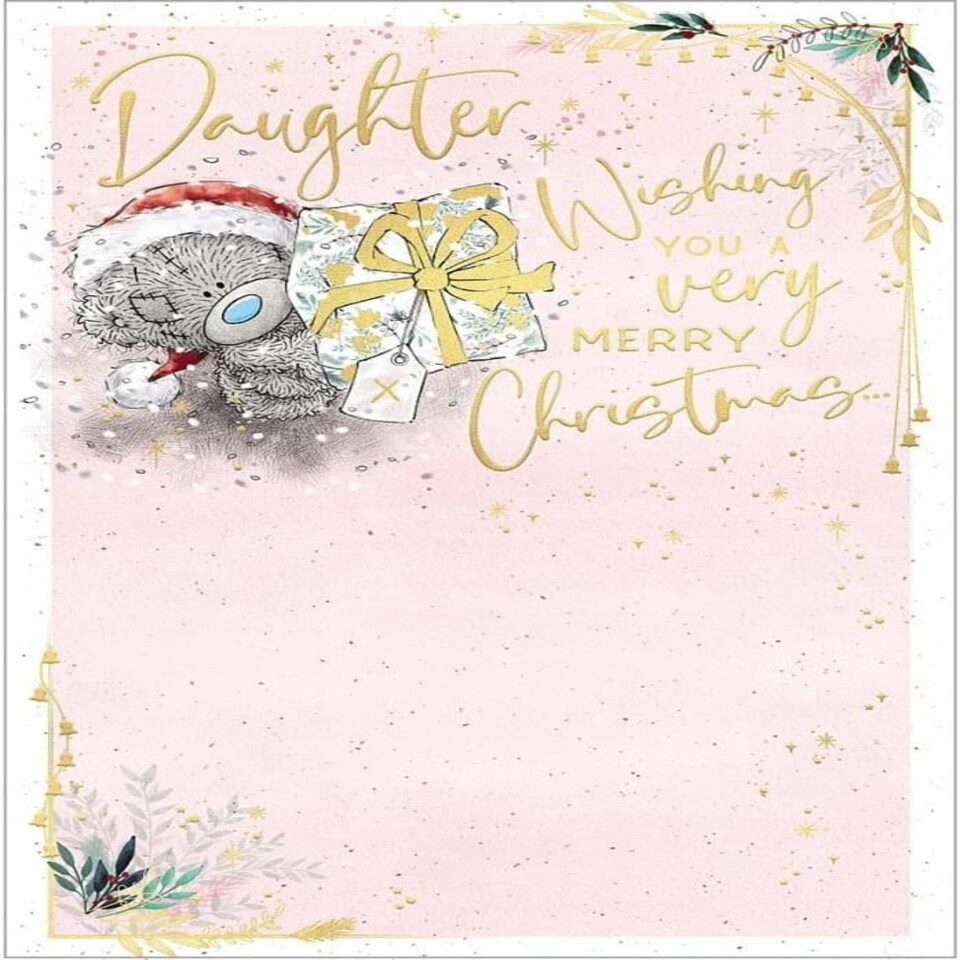 image 1 of Bear Holding Up Gift Daughter Christmas Card