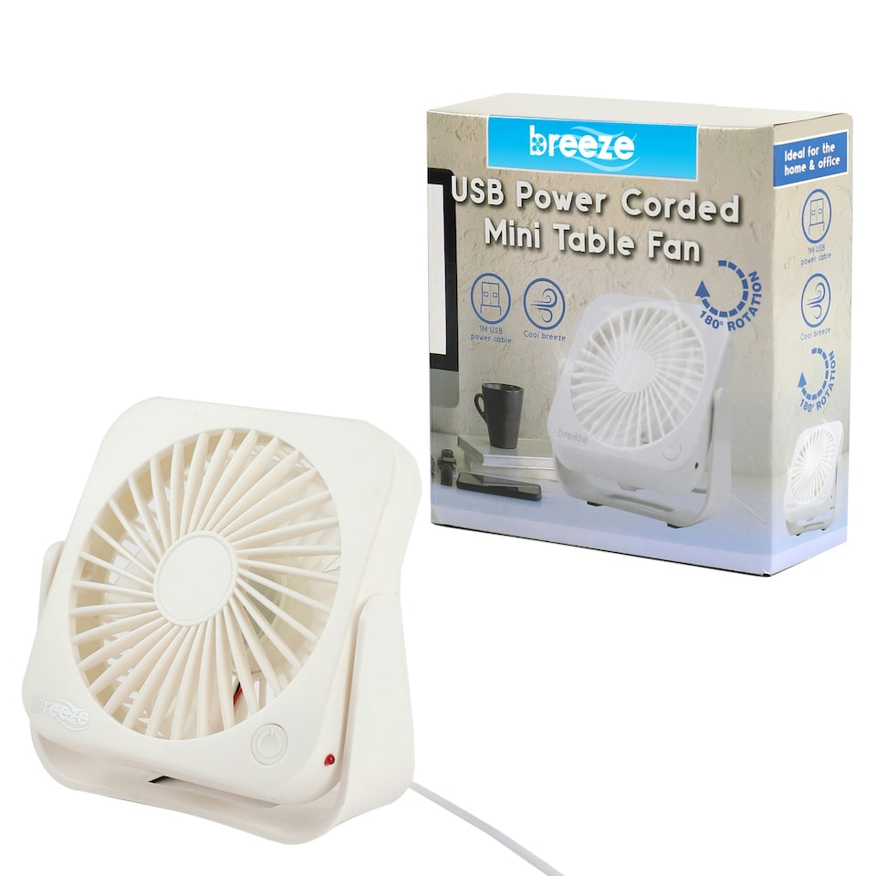 image 1 of Breeze DF1150W USB Powered Mini Table Fan White