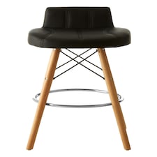 Interiors by Premier Black Leather Effect Bar Stool, Comfortable Seating Faux Leather Bar Stool, Space-Saver Kitchen Stool