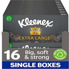Kleenex Extra Large Facial Tissues, 16 Standard Tissue Boxes (1440 Tissues) - 100% Recyclable Packaging