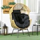image 2 of Outsunny Rattan Leisure Chair w/ Cushion, Garden Egg Chair with Headrest, Sand