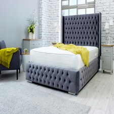 Benito Plush King Bed Frame - Steel