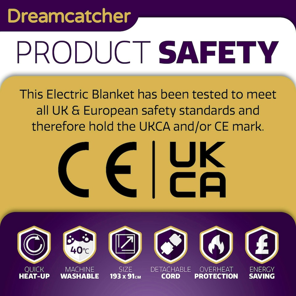 image 1 of Dreamcatcher Single Electric Under Bed Blanket Fitted Skirt