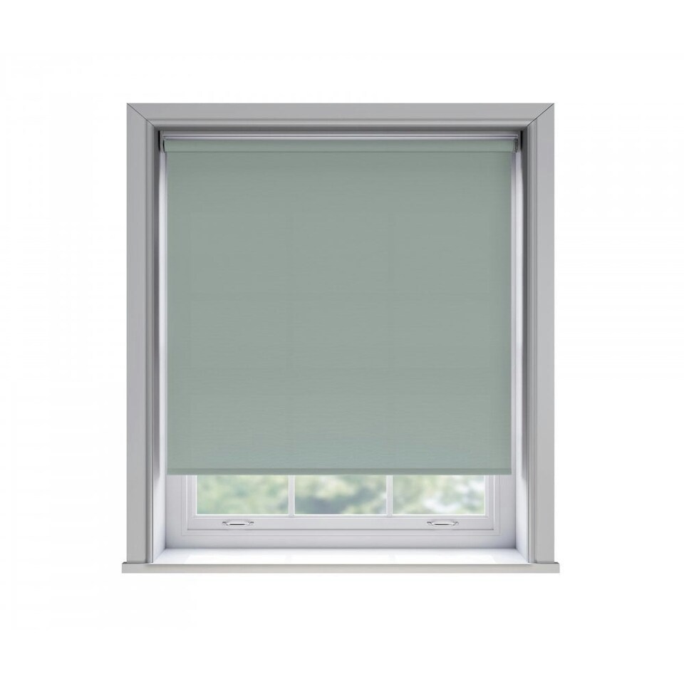 125cm No Drill Duck Egg Blue Thermal Blackout Roller Blind (170cm Drop) | Blue
