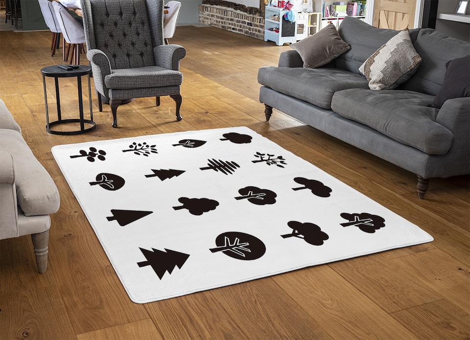 image 1 of Tree Silhouette Illustrations Designer Rug | Multi