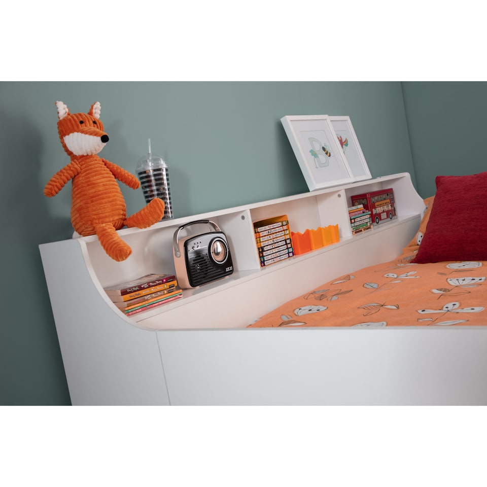 image 1 of Jupiter Mid Sleeper with Pull-Out Desk and Storage - White, Single