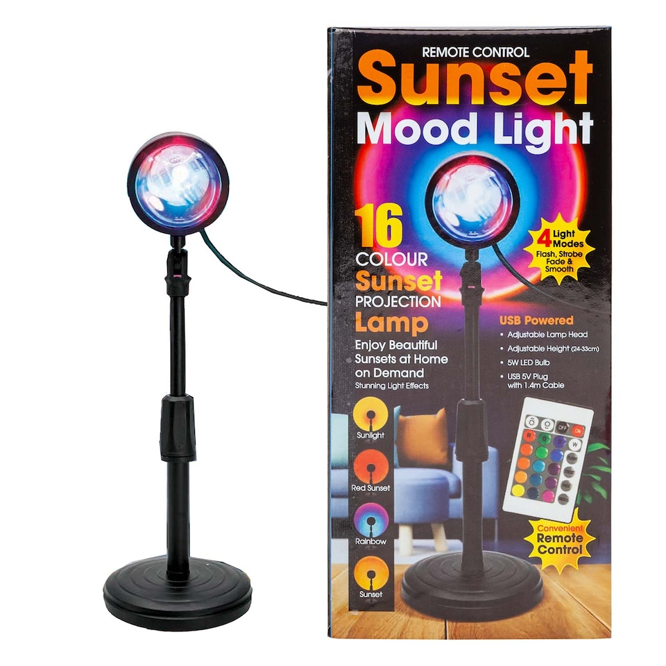 image 1 of PMS Sunset Mood Light with Remote, 4 Effects and 16 Colours