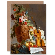 Still Life Bachelier Flowers Violin Art Blank Card