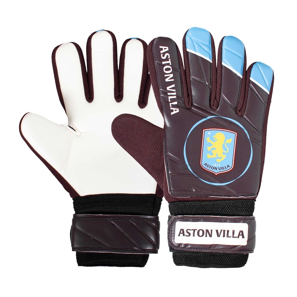 image 1 of Aston Villa FC Boys Crest Goalkeeper Gloves | Red | Claret | 1