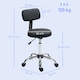 image 7 of HOMCOM Rolling Stool with Backrest, Wheels, Faux Leather Salon Chair Black