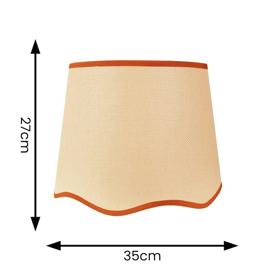 image 1 of ValueLights Dutton Natural Fabric Rust Trim Scallop Edge Ceiling Floor Table Large Lamp Shade
