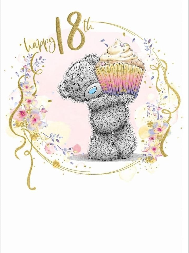 image 1 of Bear With Cupcake 18th Birthday Card
