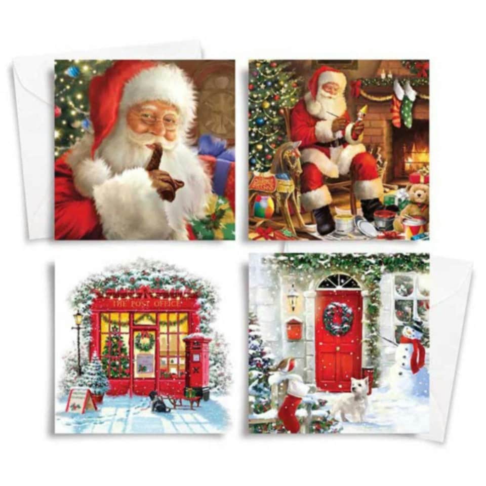 image 1 of 10 Square Traditional Christmas Cards Traditional Santa