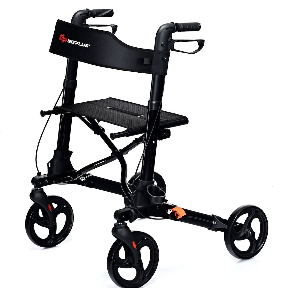 image 1 of COSTWAY Folding Rollator Walker Aluminium Mobility Aid Black | Black