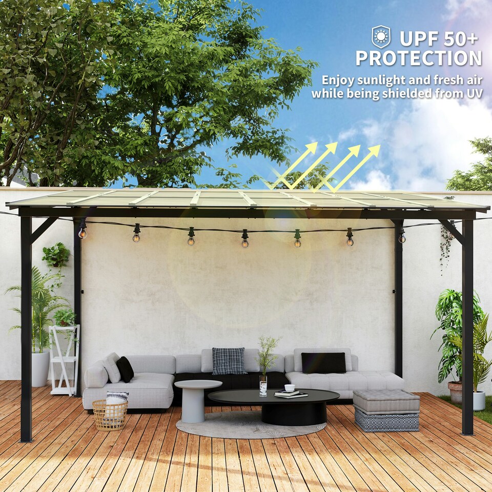 image 1 of 3 x 4.3m Pergola Kit Gazebo with UPF 50+ and Waterproof Polycarbonate Roof