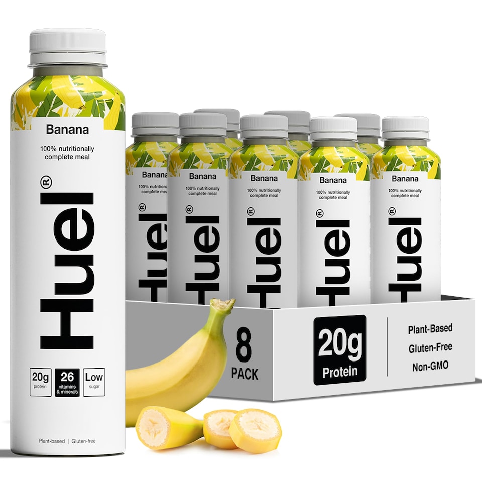 image 1 of Huel Ready-to-Drink Meal, Banana Protein Drink, 500ml Bottles (Pack of 8) - Protein Shakes, Pre-Portioned Meal, 20g of Protein per Bottle
