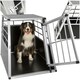 image 1 of Aluminium Pet Car Crate Travel Cage Dog Puppy Cat Transport Kennel 2 sizes - 90x65x69.5cm