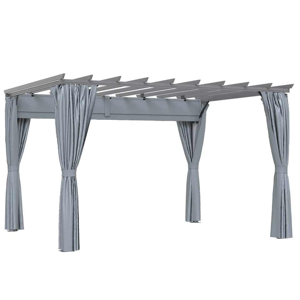 image 1 of Outsunny 3.6 x 3(m) Outdoor Retractable Pergola Gazebo Sun Shade Canopy Curtains