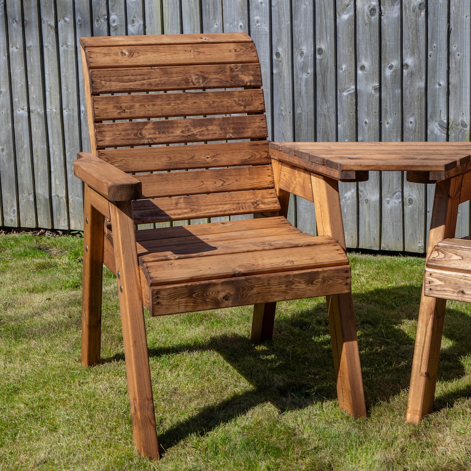 image 1 of Hand Made 2 Seater Chunky Rustic Wooden Garden Furniture Love Seat with Tray Assembled