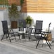 image 2 of Outsunny Set of 4 Outdoor Wicker Folding Chairs, Patio PE Rattan Dining Armrests Chair set with 7 Levels Adjustable Backrest, for Outdoors, Camping, Grey
