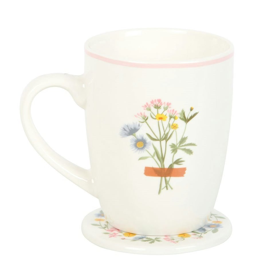 image 1 of Something Different If Grandmas Were Flowers Floral Mug and Coaster Set - White - One Size