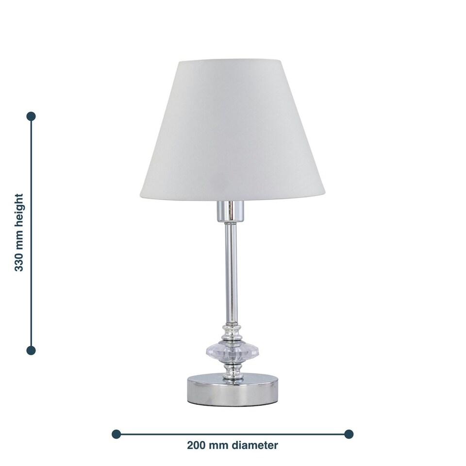 image 1 of Set of 2 Chrome Jewelled Table Lamps with Ivory Off White Shades Chrome | Red