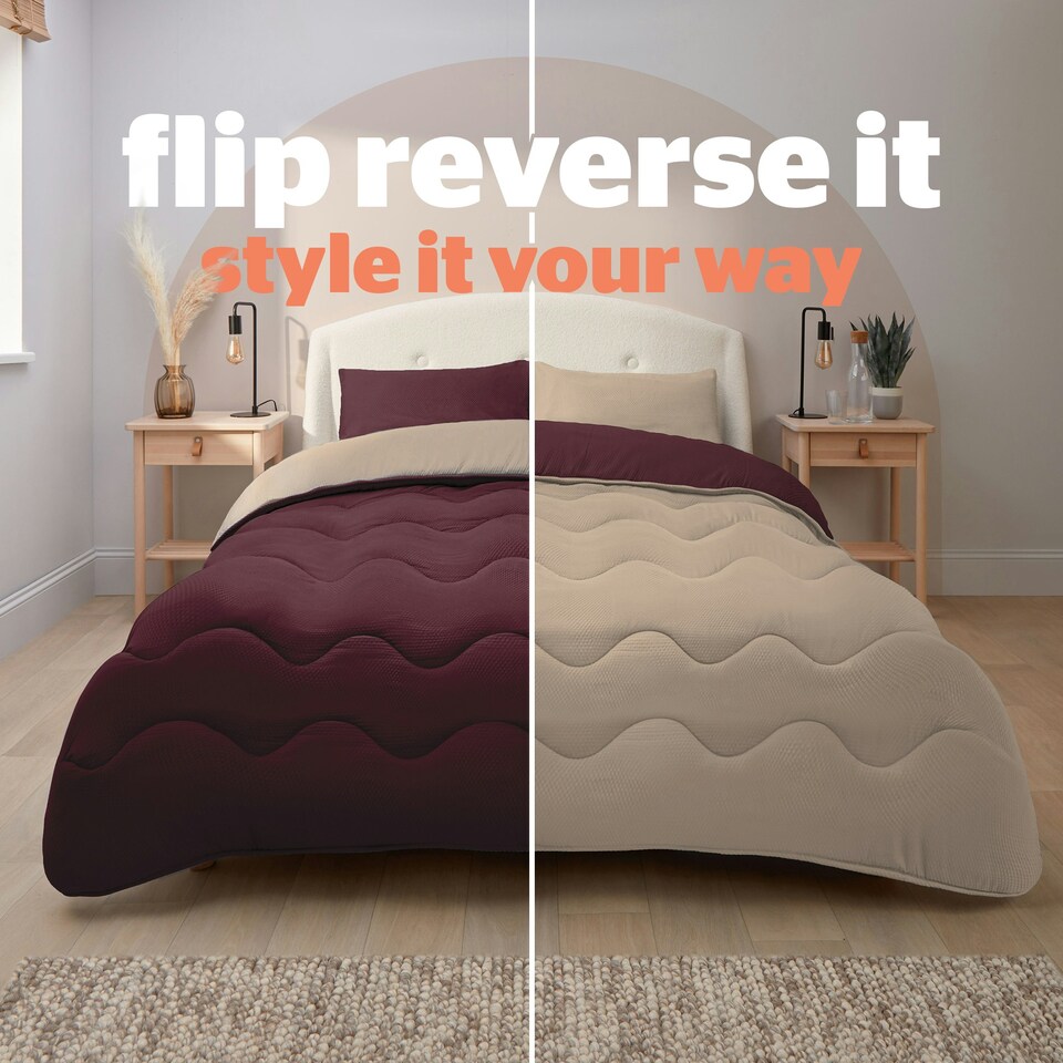image 1 of Silentnight 10.5 Tog Seersucker Coverless Duvet and Pillowcase Set N/A | Berry/Natural | Double