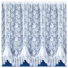 Kew Traditional Floral White Net Curtain Flounce (Width - 300cm x Drop - 91cm)