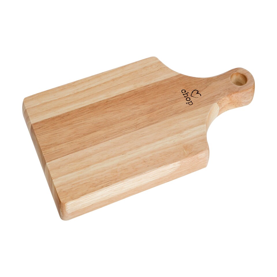 image 1 of Interiors by Premier Small Rubberwood Paddle Chopping Board, Cutting Board for Kitchen, Stylish Natural Wood Chopping Board
