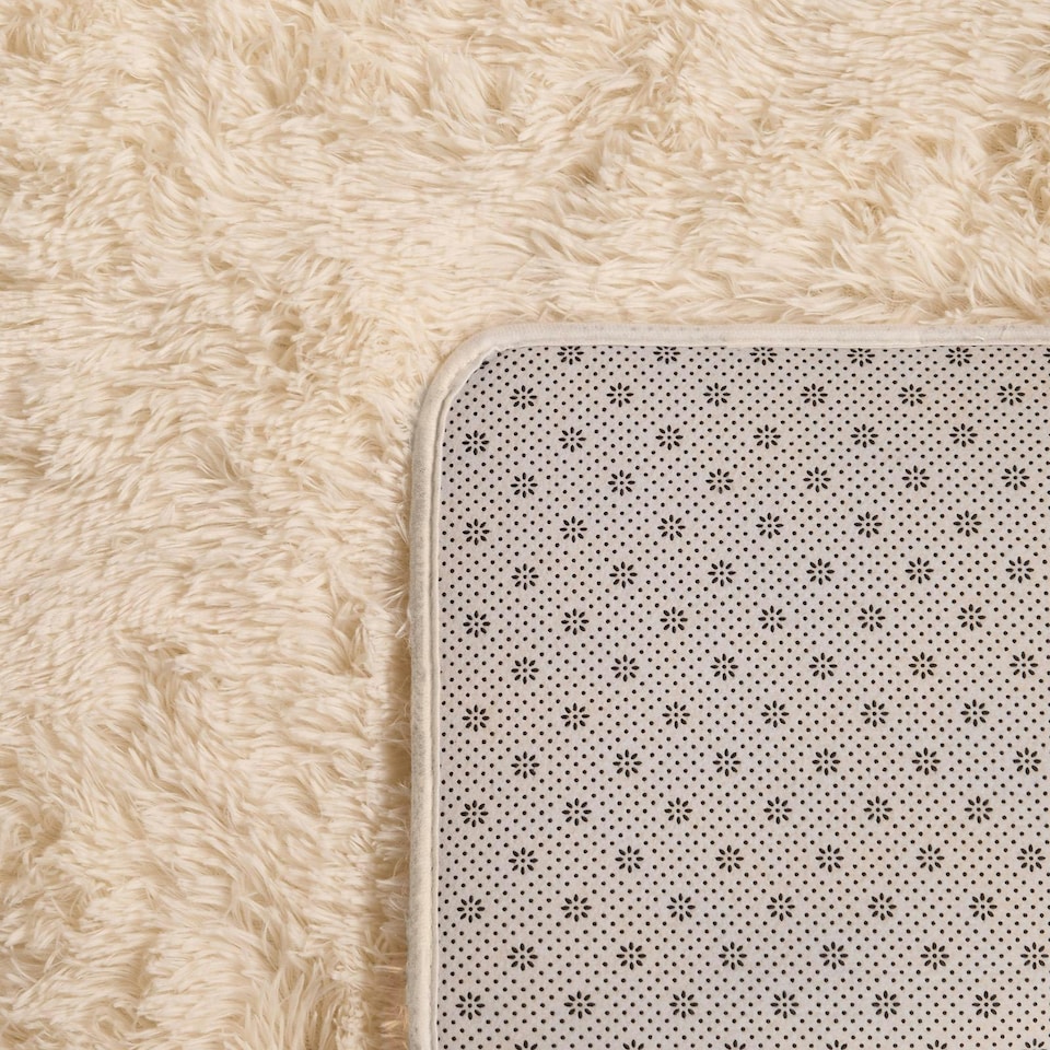 image 1 of OHS Fluffy Anti-Slip Plain Shaggy Floor Mat Rug, 160x230cm - Cream | Cream | 160x230cm