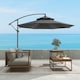 image 9 of Outsunny 2.7m Garden Banana Parasol Cantilever Umbrella with Crank Handle, Double Tier Canopy and Cross Base for Outdoor, Hanging Sun Shade, Dark Grey