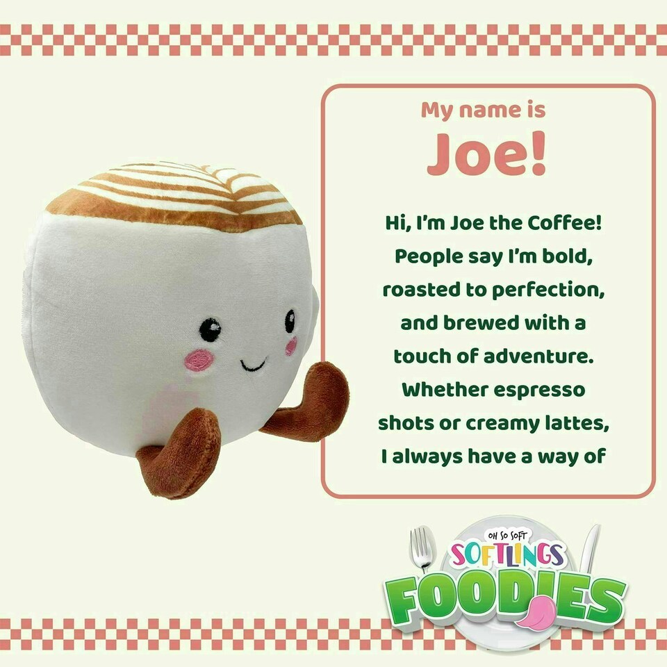 image 1 of Coffee Soft Toy Food Drink Themed Cute Plush Cuddly Fluffy 27cm Multi-Coloured