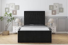 Sloomy Somerset Black Plush Deep-Sided Bed Frame With 50" Upholstered Headboard 6' Super King