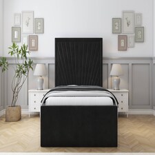 Sloomy Somerset Black Plush Deep-Sided Bed Frame With 50" Upholstered Headboard 6' Super King