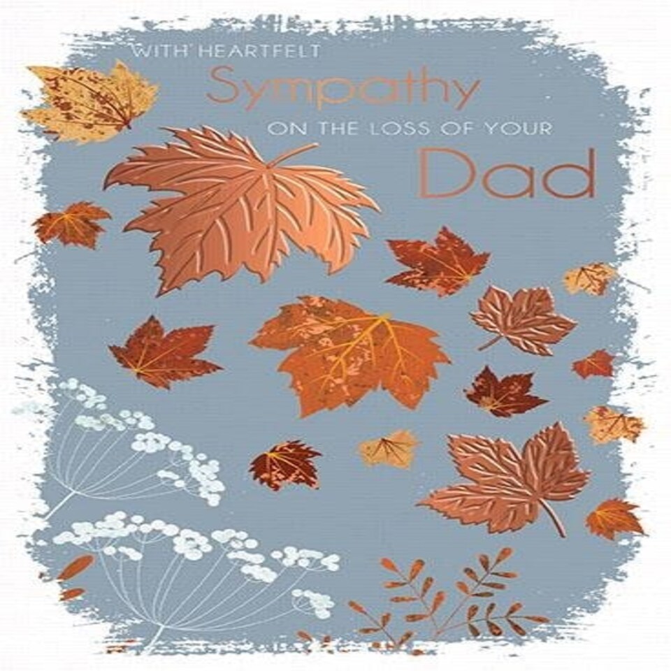 Words 'n' Wishes Traditional On The Loss of Your Dad Sympathy Card, Rose Gold Leaf Design, UK Made