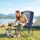image 2 of Outsunny Camping Chair Padded with Side Pocket | Blue | Dark Blue, Dark Grey | One Size