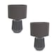 image 1 of ValueLights Zak Pair of Charcoal Grey Pleated Textured Ceramic Table Lamps with matching Shades