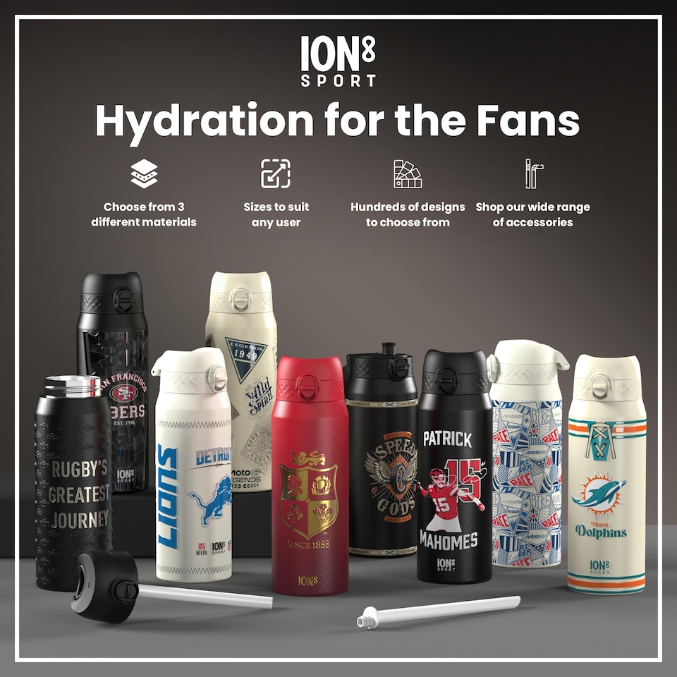 image 1 of NFL x Sports, Vacuum Insulated Steel Bottle, Series, 750ml (24oz) | Black | NFL Black Giants | One Size