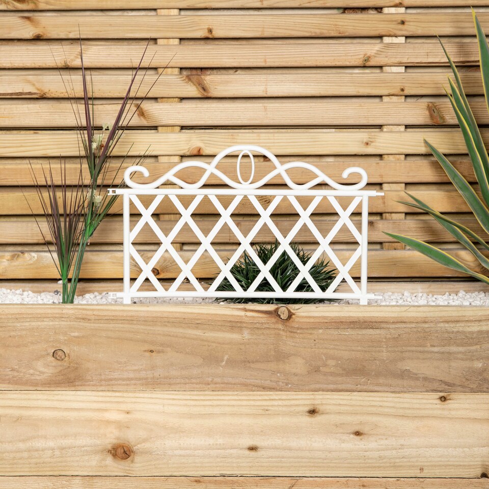 image 1 of Pack of 3 27cm White Plastic Garden Patio Lawn Border Fence Edging