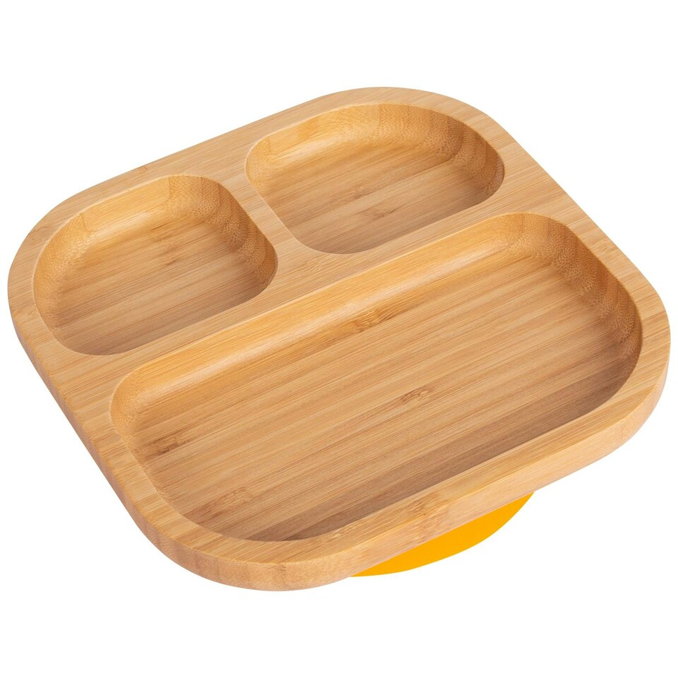 image 1 of Tiny Dining Children's Bamboo Suction Plate - Yellow Yellow