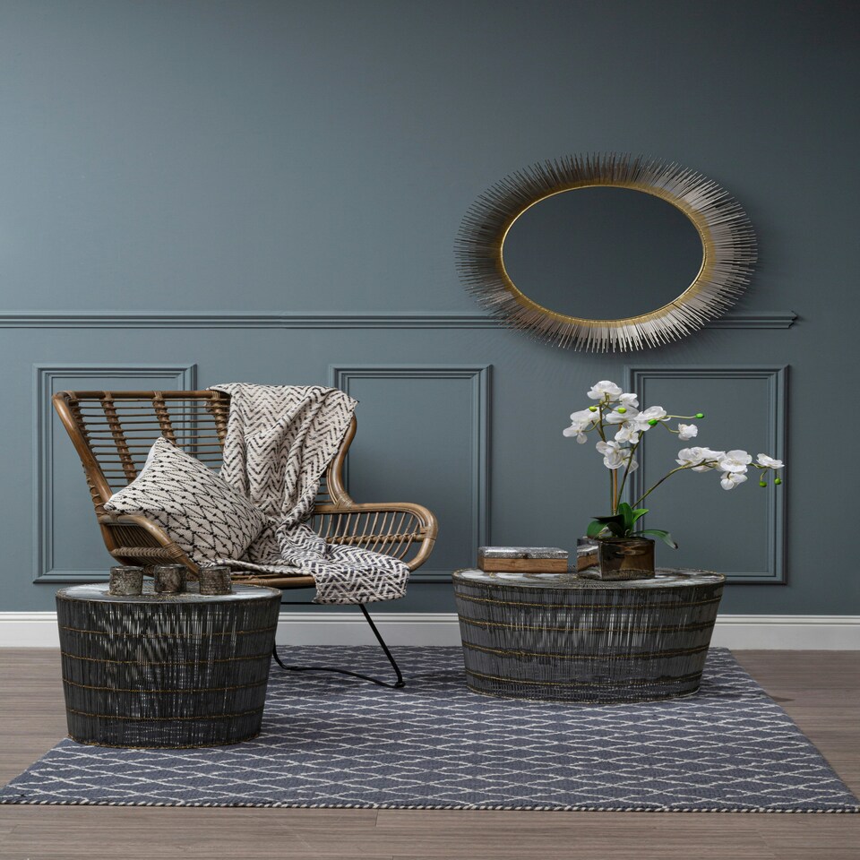 image 1 of Elegant Design Natural Wireframe Side Table, Versatile Side Table For Livingroom, Functional Bedside Table Grey