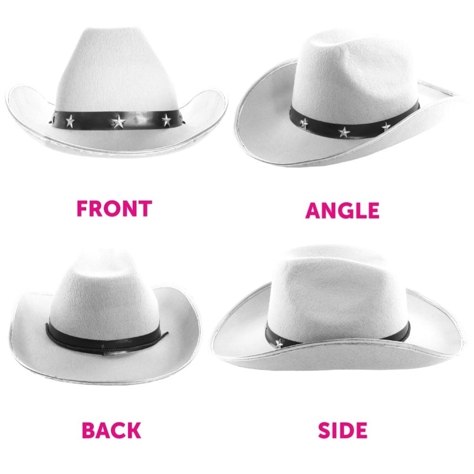 image 1 of Star Studded Cowboy Hat – Western Fancy Dress Accessory (Comes in Multiple Colours) Red | One Size